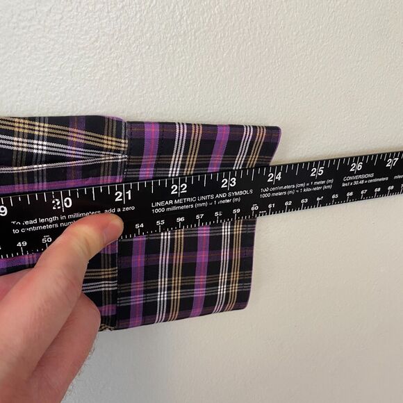 Peter Millar Shirt Mens M Purple Long Sleeve Button Down Royal Stewart Plaid EUC - Picture 6 of 6